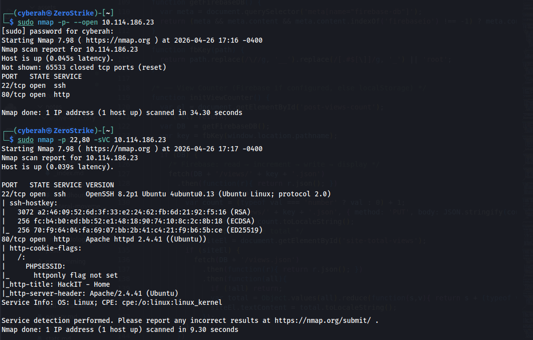 RootMe Open Ports